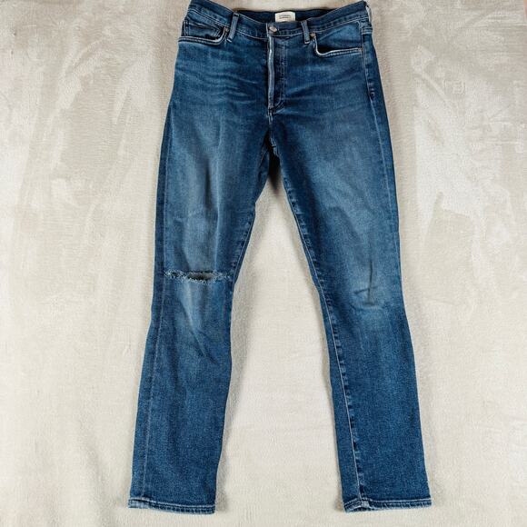 Citizens of Humanity Jean Women 28 Blue Denim Olivia Ankle Button Fly High Rise - Picture 1 of 15